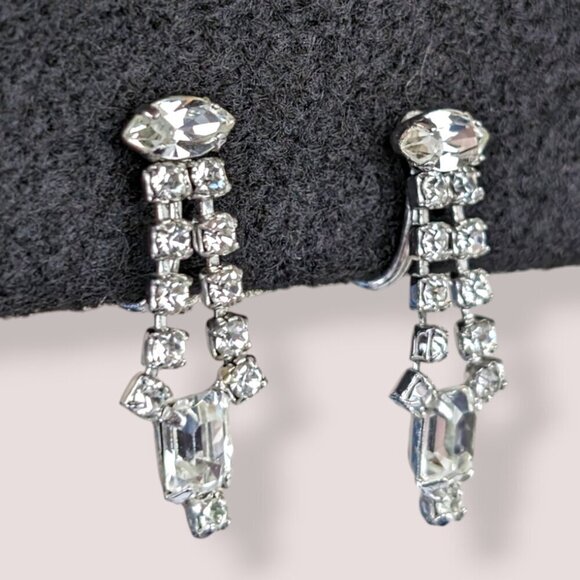 (2/$20) Vintage Jay Flex Sterling Rhinestone Earrings - Picture 3 of 6